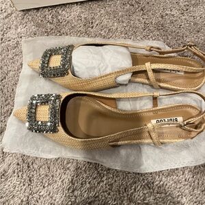 Elegant Gold Slingback Heels with Crystal Accents